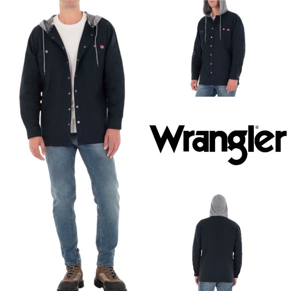 Wrangler Workwear Men 2XL Unlined Hooded Shirt Jacket Shacket